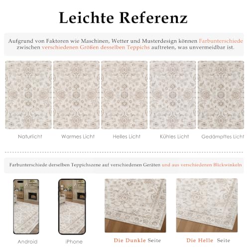 PureCozy Beige Teppich Wohnzimmer 200x300cm Waschbarer Cream Teppiche – Ansicht 7