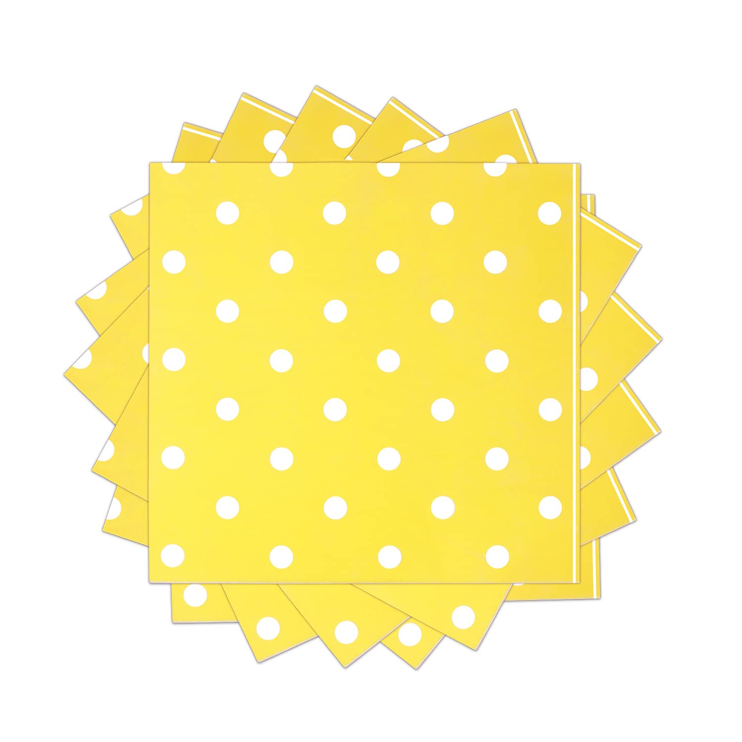 Youmewell Disposable Paper Party Napkins Yellow Polka Dot 60 Count