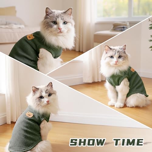 image for MAQILO Waffle Knit Cat & Dog T Shirt for Small Dogs, Stretchable Puppy