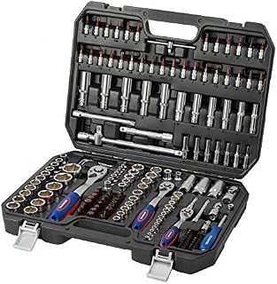 WORKPRO 172-Piece Socket Set 1/2" 3/8" 1/4" Drive, Cr-V Metric Sockets with 72-Teeth Quick Release Ratchet Handle, Extension Bar & Universal Joints, Useful for Car Repairs, Professionals, Mechanics