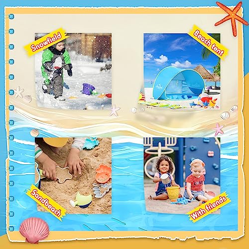 Image of Monobeach Baby Beach Tent with Beach Sand Toys Pop Up Portable Shade Pool UPF50+ UV Protection Sun Shelter for Infant with Easy Set Up Canopy (Blue with Toys)