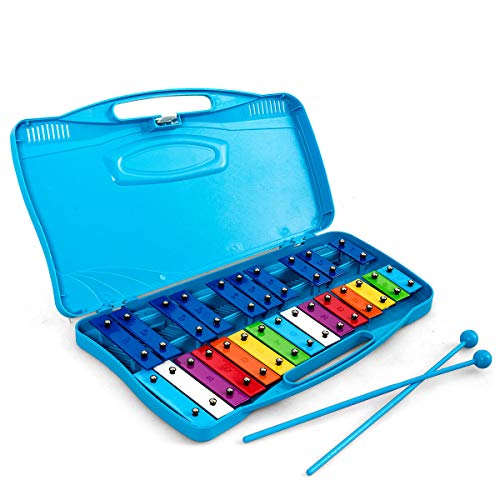 Costzon 25-Note Xylophone w/Case, Colorful Musical Toy w/Clear Tuned Metal Keys, 2 Easy-hold