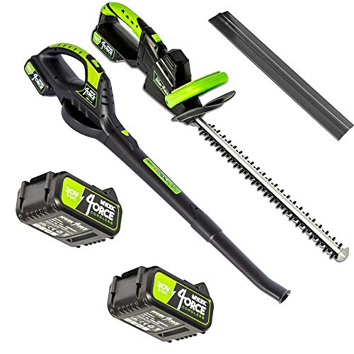 Image of MYLEK Cordless Leaf Blower & Hedge Trimmer with 2 x 20V Li-ion 4000mAh Batterys & Fast Chargers - Lightweight Design Cordless Garden Power Tools