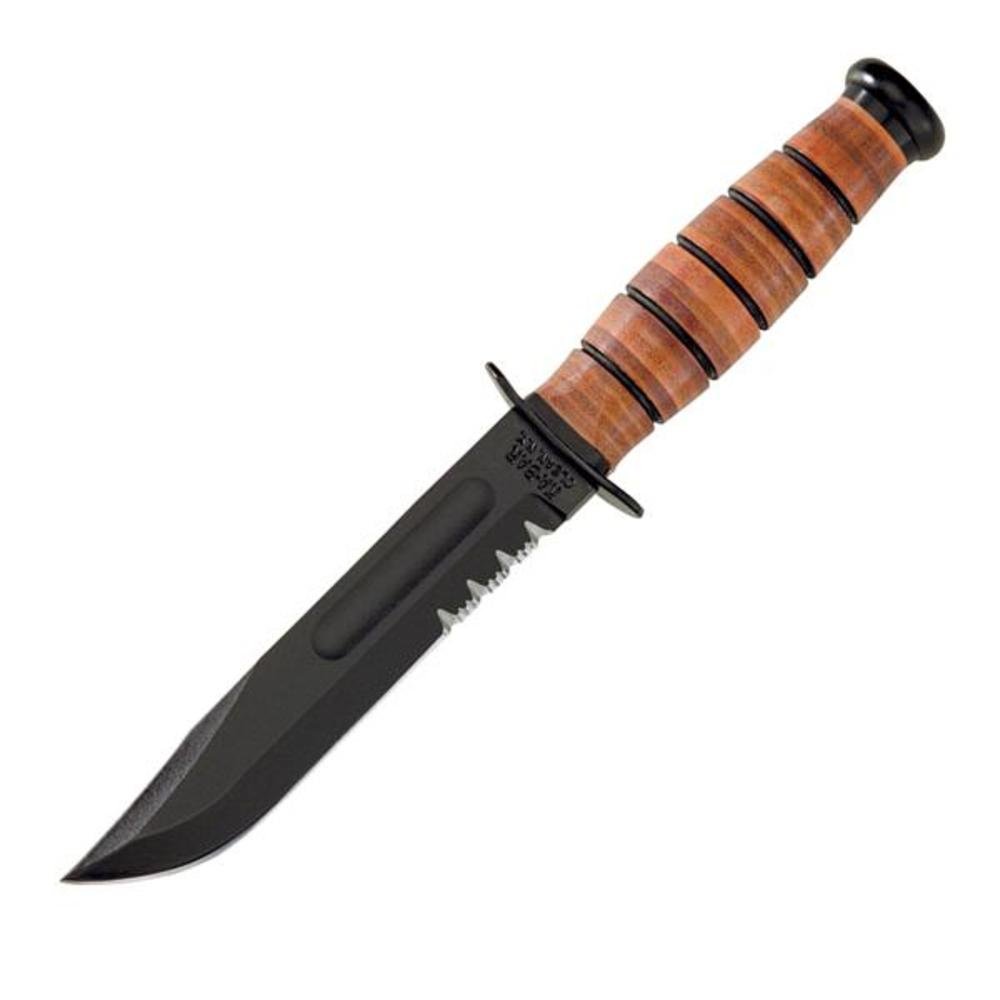 KA-BARKB1252 USMC Short Serrated W/Leather Sheath
