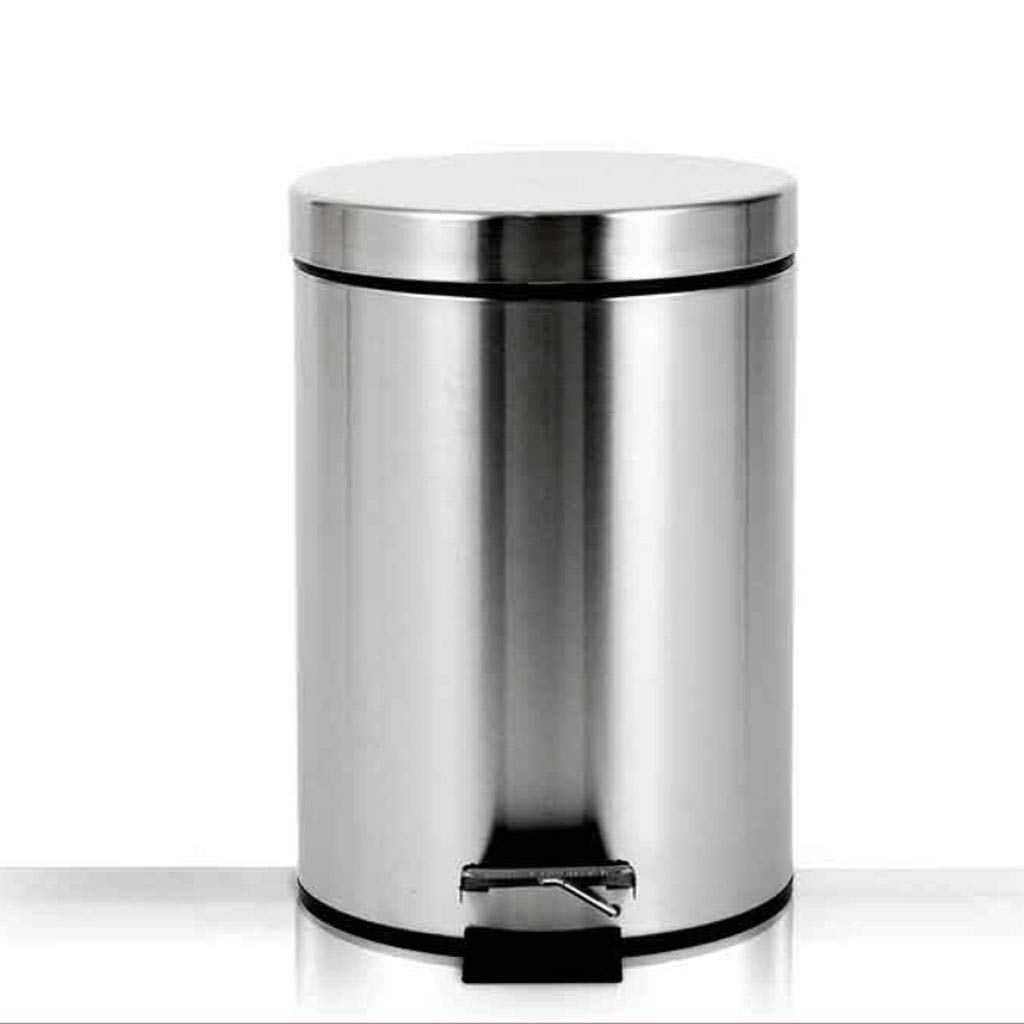 Outdoor Trash Cans Bins Touchless Stainless Steel Trash Can Foot-Operated Brushed Separable Waste Paper Basket Pedal Garbage Bin for Kitchen Office Home Outdoor Trash Cans