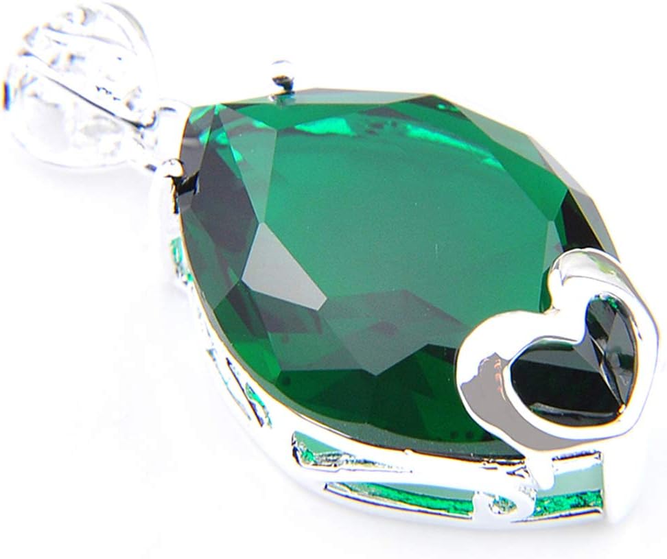 Luckyshine Classic Silver Pendants Necklacse Made with Square Green Quartz Crystals Jewelry for Women
