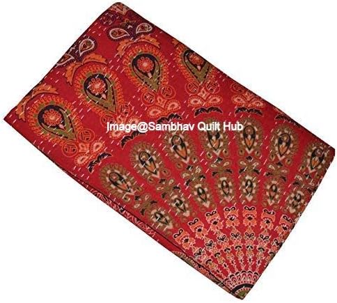 Indian Mix Vintage Kantha Quilt Traditional Mandala Print Kantha Quilt Bedspreads Throw Blanket Tapestry Handmade Quilting Kantha Quilt (Twin Size)