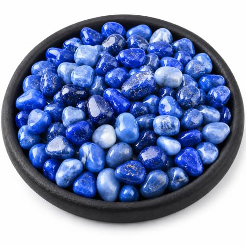 Image of Polished Lapis Lazuli Crystal Bulk - 0.5 inch Colorful Tumbled Stone Chips Rocks, 10 oz Crushed Sea Glass Vase Filler Small Stones for Healing, Reiki, Crafting, Home Decor