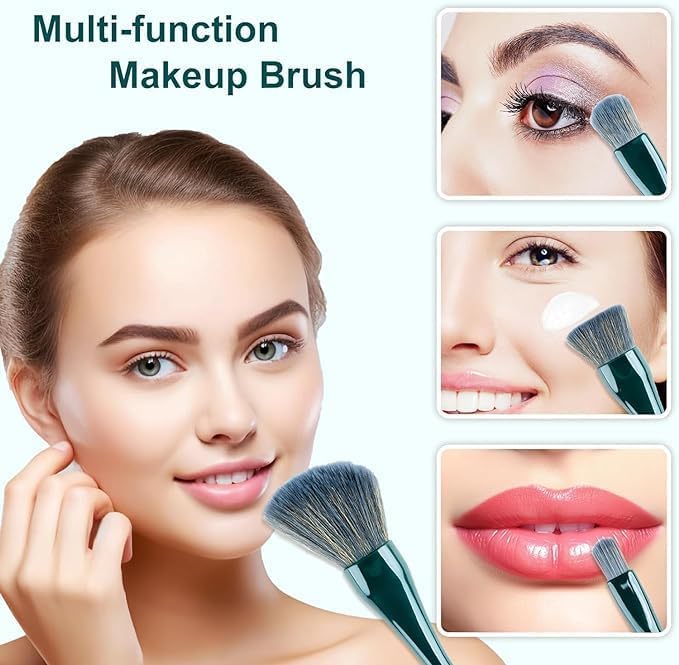 Image of UCRAVO Makeup Brushes 5Pcs Mini Travel Set - Foundation Brush, Eyeshadow Brush, Powder & Blending Brushes, Compact Professional Makeup Brush Kit for Travel, Purse & Everyday Use