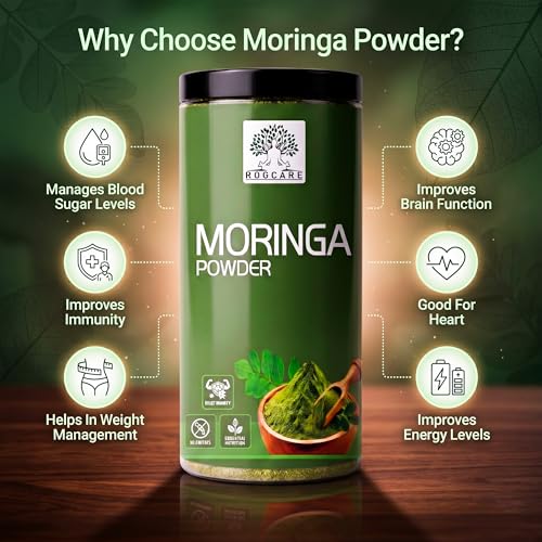 Image of Moringa Powder 500 gram Pure & Organic Drumstick Leaf Superfood | Rich in Vitamins & Minerals | Supports Immunity, Digestion & Energy | No Added Colors or Preservatives | Farm-Grown (500 gram)