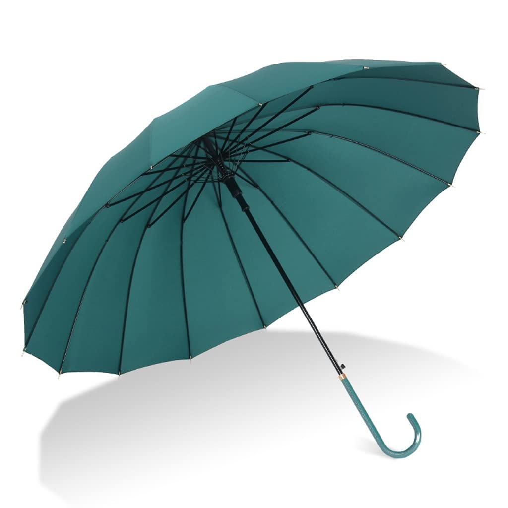 HLTYGWX Reise-Regenschirm, Regenschirme für Regen, kreativer 16-Knochen-Regenschirm mit gebogenem Griff, einfarbig, Regenschirm mit langem Griff, Anti-Wind und Regen, Regenschirm mit langem Griff,