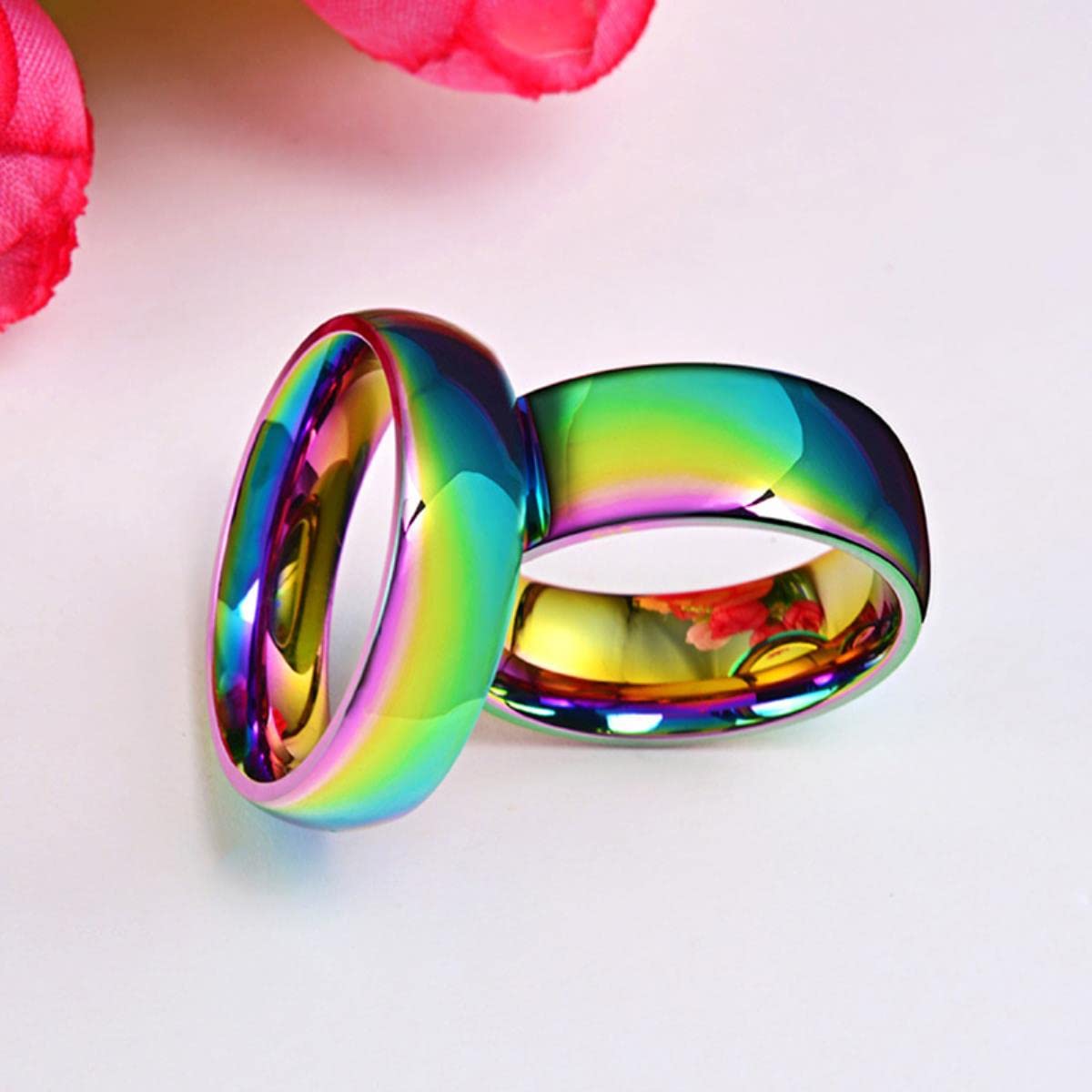 Quality Rainbow Ring for Women and Men Multicolor Stainless Steel