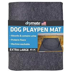 Drymate-Dog-Playpen-Mat-AbsorbentWaterproofNon-SlipMachine-Washable-XL-Size-60-x-74-Reusable-Puppy-Pad-for-Training-Whelping-Housebreaking-Incontinence-and-CrateKennel-USA-Made Waterproof Dog Playpen Mat