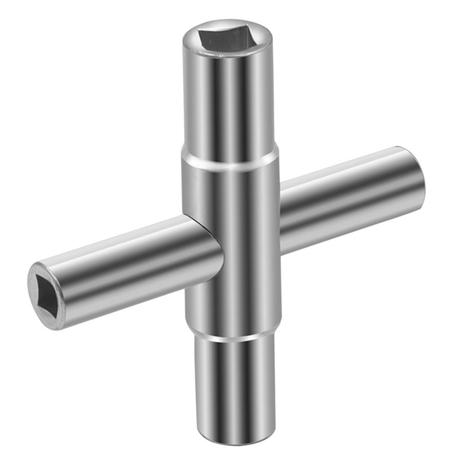 YUNYU 4-Way Square Service Key Set, 6.5mm-9mm, Multi-Purpose Utility Tool for Electrical Boxes and Meters Silver