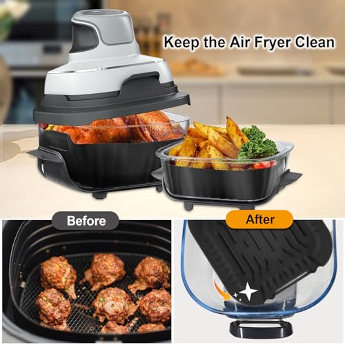 Image of Silicone Heat Resistant Mat for Ninja Crispi,2Pc Silicone Air Fryer Liners for Ninja Crispi 4-QT&6-Cup Container Compatible with FN101GY /FN101SG /FN101ST,Reusable Air Fryer Accessories for Ninja Crispi