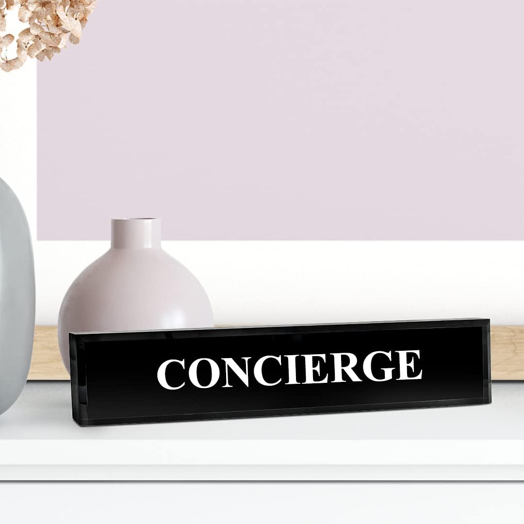 Concierge 2" x 8" Black Acrylic - Office Desk Accessories Décor