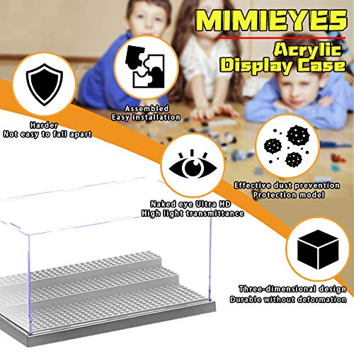 MIMIEYES Acryl Schaukasten Vitrine für Minifiguren Perspex Staubbeweis Show Fall Base 3 Schritte (Grau) – Bild 7