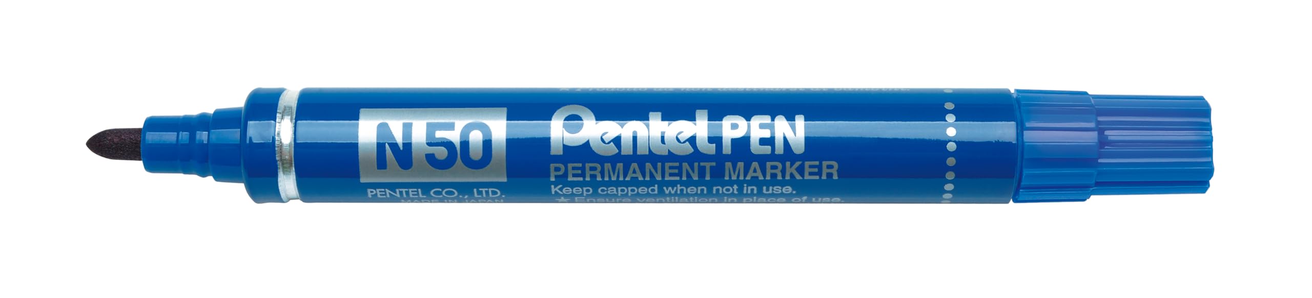 Pentel N50 Permanent Marker, 4.3mm Bullet Tip, Blue ink (Single Pen)