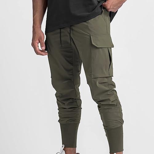 Miniatura 2 de Men's Ankle Cargo Pants Stretch Slim Fit Multi-Pockets Pant Casual Loose Fit Sport Running Jogger Pant Long Trousers