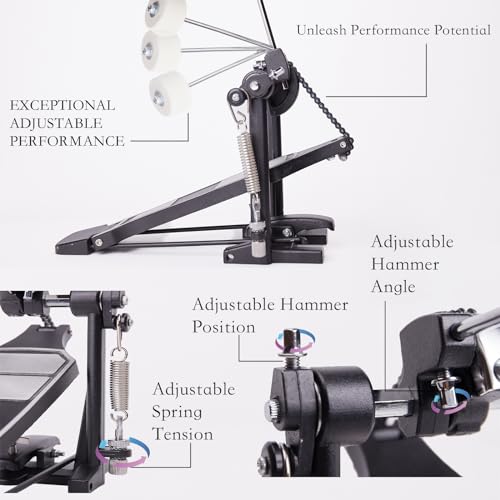 Vaisoeny Bass Drum Pedal,Single Drum Kick Pedal Suitable for Electric Drum Set or Acoustic Drum Kit.