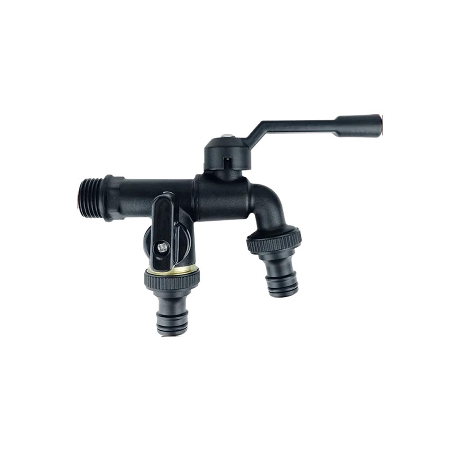 Grifo De Jardín Exterior Latón Negro, Manguera Con Doble Salida For Lavadora, 3/4 Pulgada Grifo de jardín(DN15 Double outlet-1)