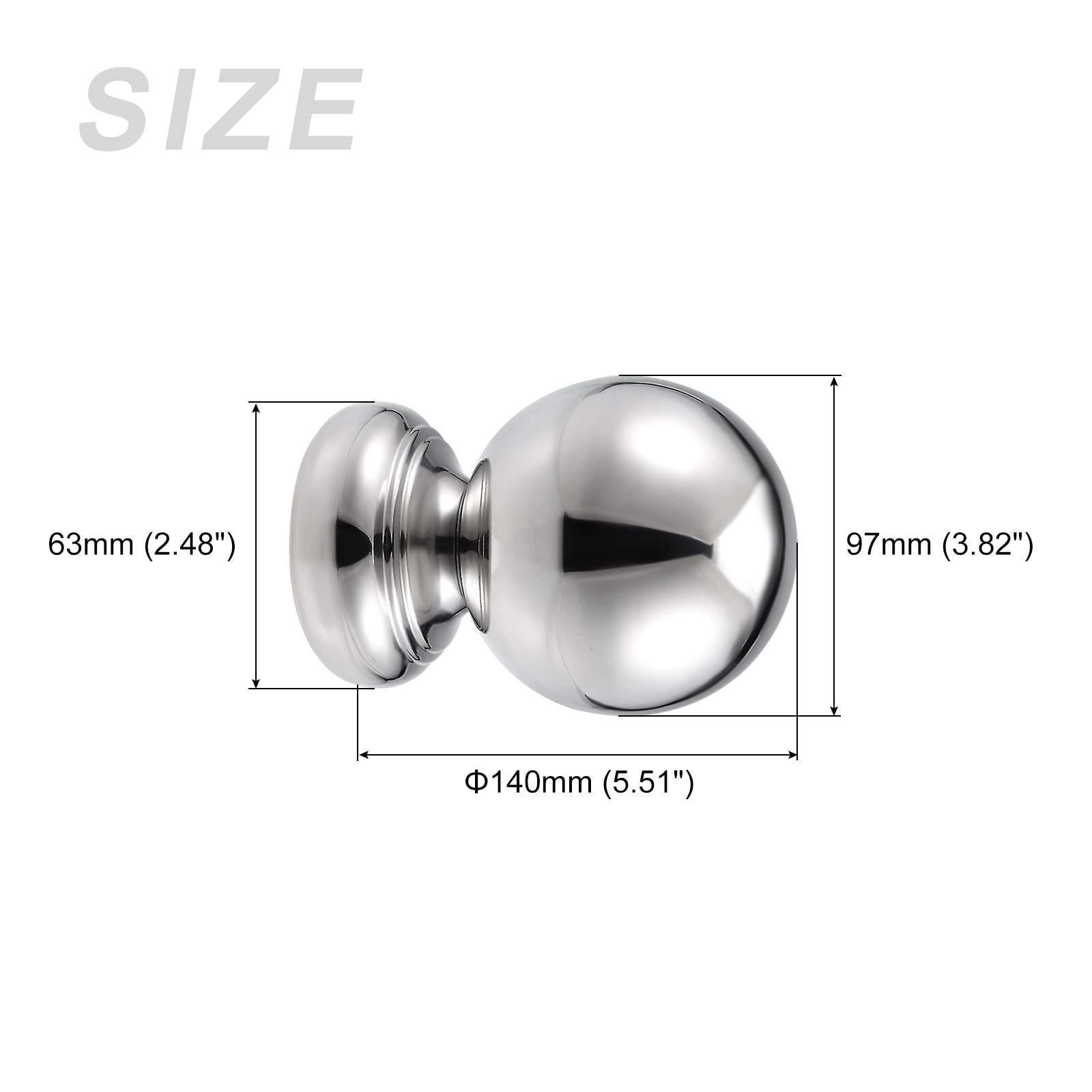 METALLIXITY Hollow Cap Ball Spheres (97mm/3.82") 1pcs, Stainless Steel Fence Post Caps Ball Dome - for Handrail Stair, Silver Tone - Image 2