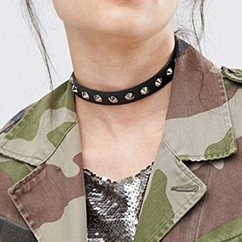 Image of Aaishwarya Black Faux Leather Metal Spike Choker Necklace for Women & Girls | Stylish Party Statement Jewelry