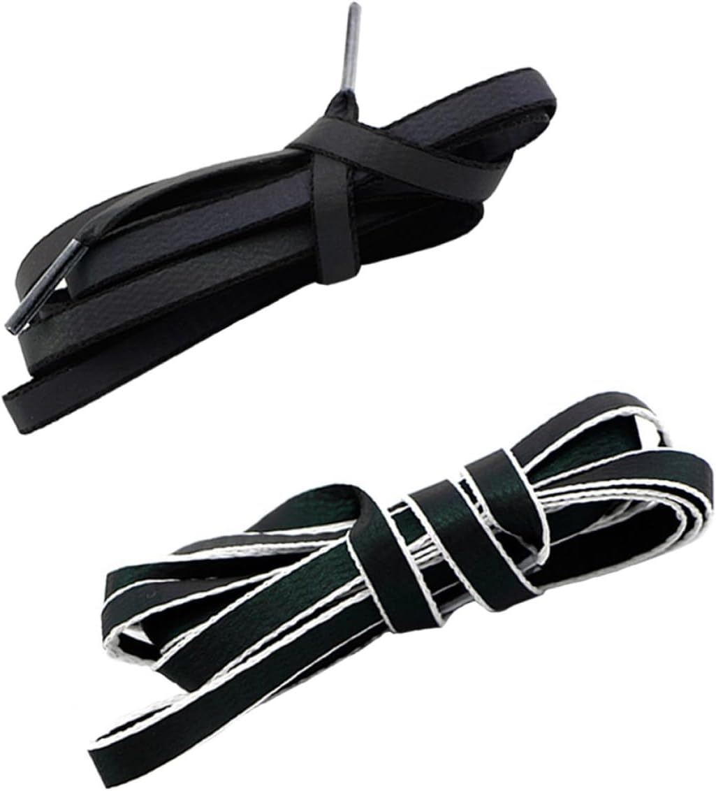 2 Pairs 140Cm Flat Reflective Shoelaces Sports Shoe Strings for Sneakers, Colorful Holographic Luminous Shoe Ties with White and Black Edges, Night Running Accessories