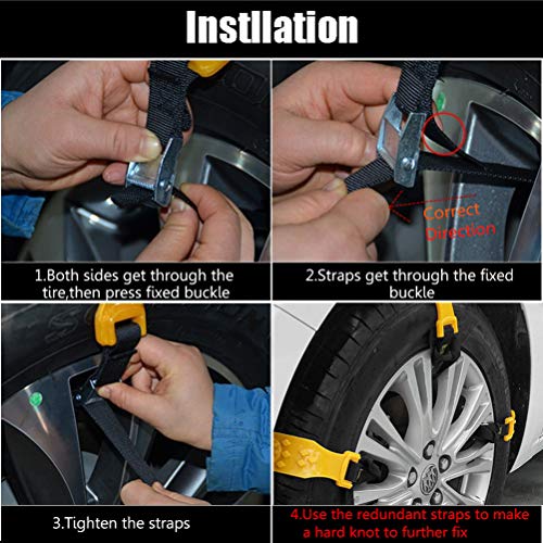 Anti Slip Snow Chains For Suv Car Adjustable Universal Emergency Thickening Anti Skid Tire Chain,Winter Driving Security Chains,Traction Mud Chains For Tire Width 7.2-11.6",10 Pcs (Yellow) #TOP3