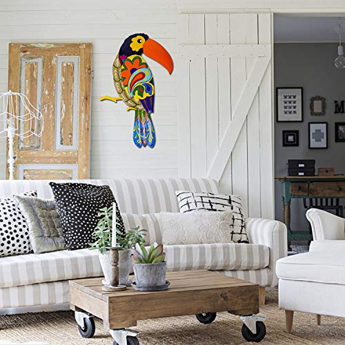 Adroiteet Large Metal Hornbill Wall Decor, Vivid Colorful Bird Art Wall Hanging For Indoor Outdoor Home Bedroom Office Garden (Orange) #TOP4