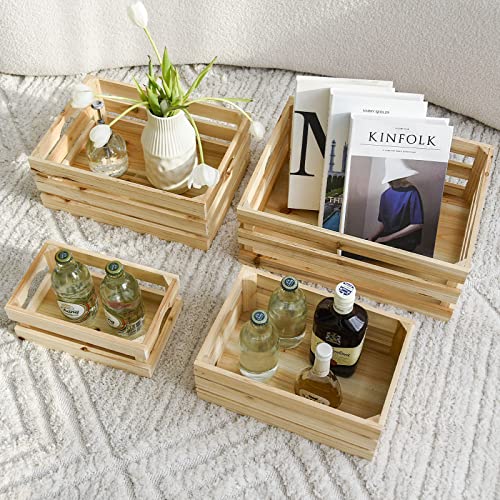 MACVAD-Set-of-4-Large-Wooden-Crates-Unfinished-Office-Storage-Crates-Decorative-Wood-Storage-Crates-for-Display-Rustic-Pine-Wood-Organizer-Bin-Basket-for-Kitchen-Pantry-Bathroom