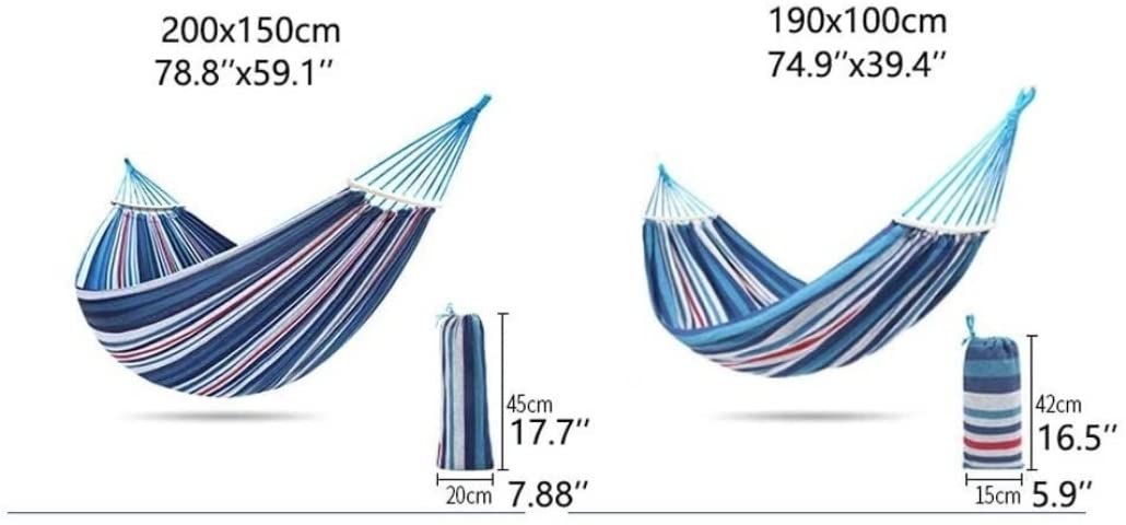 Hamak Ultralekki, Hammock Wnętrze Domu Hamak Przenośny Odkryty Camping Travel Krzesło Tęczowe Paski Drewniany Kij Huśtawka Ogrodowy na Kemping, na Zewnątrz(Black)