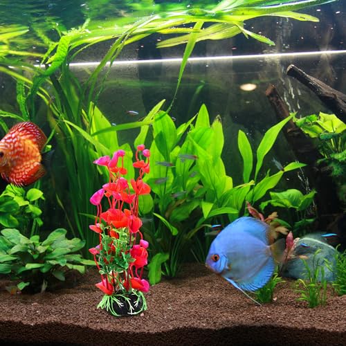 Image of Aquarium Decoration,Aquarium Aquascaping Artificial Plants for Aquarium Fish Tank, 8Inch(Red /Green)