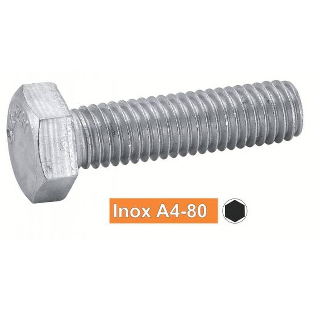 D-Work - Lote de 10 tornillos para metales, cabeza hexagonal (20 x 130 mm, DIN 933, acero inoxidable, A4-80)