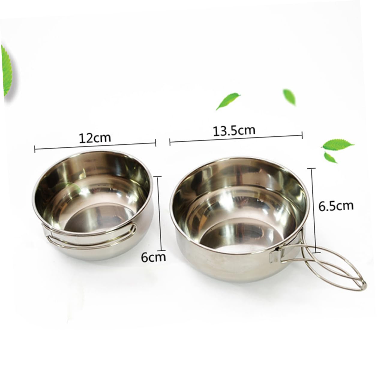 POPETPOP Stainless Steel Travel Bowl Set 2 Piece Folding Camping Cutlery Mini Tableware for Outdoor Hiking