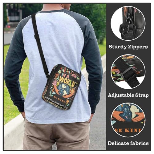 Small Messenger Bag Earth Hands Kind Black Crossbody Bag for Men Women Handbags Fanny Packs for Concert Beach Travel4