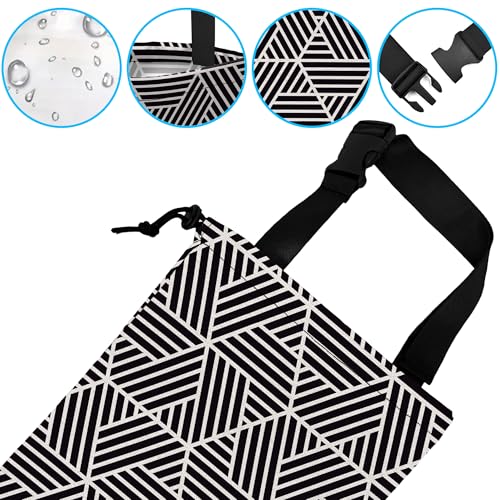 Image of Car Trash Bag Hexagonal Geometric Car Garbage Bag Hanging Car Trash Can for Back Seat with Drawstring, Waterproof Garbage Bags for Car Accessories Vehicle Travelling Camping Outdoor