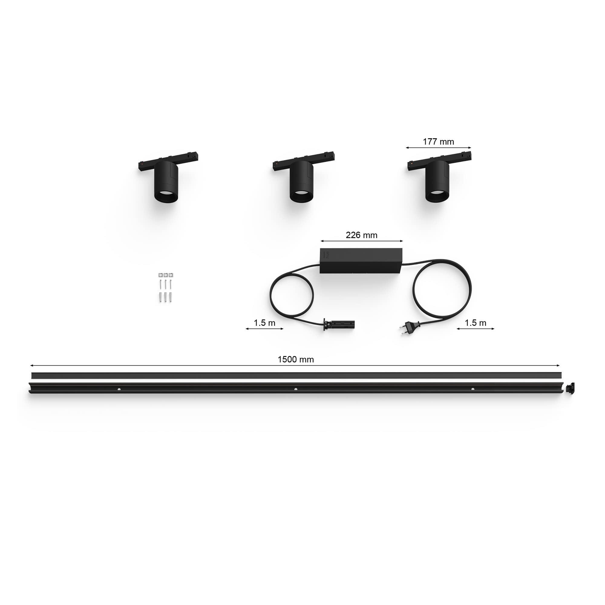 Philips Hue Zestaw bazowy Perfio (ścienny) + 3x Reflektor Perifo (czarny)