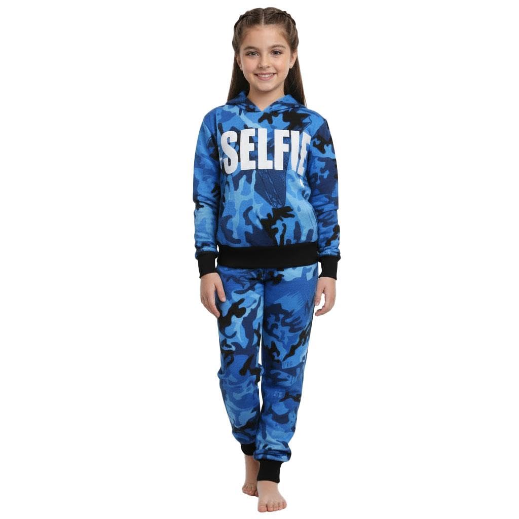 A2z 4 Kids Girls Camo Blue Tracksuit Hoodie Sweatshirt Top Bottoms Comfortable - T.s Crop Selfie 13