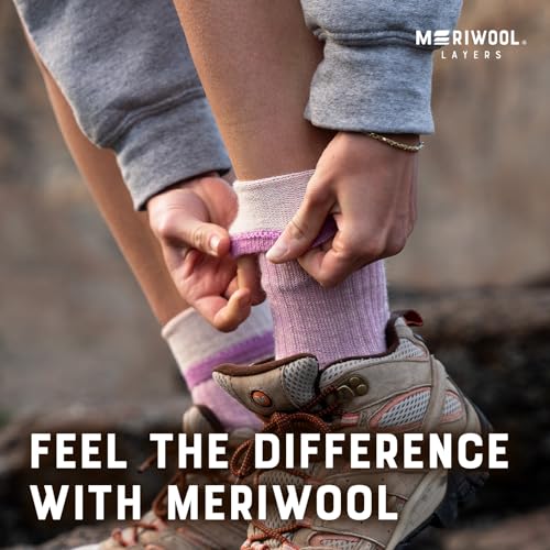 MERIWOOL Merino Wool Lightweight Hiking Socks, 3 Pairs Cushioned & Odor Resistant Outdoor Crew Socks for Men and Women4