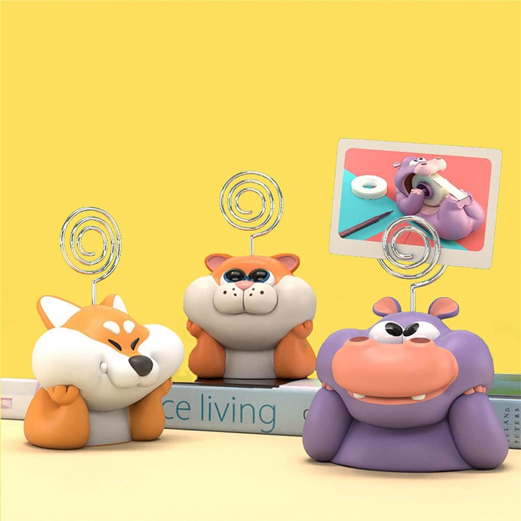 CXBDDF 3D Cute Animal Card Photo Holder Desk Number Memo Note Holder Desktop Postcard Desk Message Folder