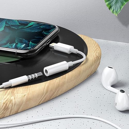 Image of Lighting to 3.5 mm Audio Earphones Jack Adapter, Port Converter Compatible with i Phone 14, 13, 12, 11, X, XS, 8, 7, 6S, SE, i Pod-i Pad, Headphone & Car Stereo Connector, White
