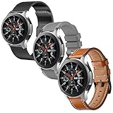 Anrir Cinturini per orologio Galaxy Watch 46 mm, 22 mm in pelle+silicone+maglia in acciaio inox cinturini per Galaxy Watch 3 45 mm, Garmin Vivoactive 4 45 mm, Fossil Gen 5 Carlyle hr/Garrett,