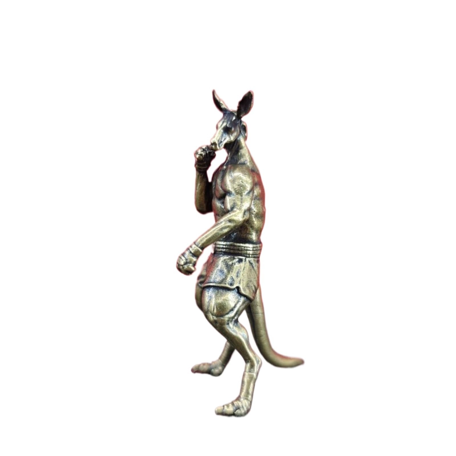 NGDFGR Brass Interesting Standing Kangaroo Miniature Statue,Metal Kangaroo Boxer Sculpture Desktop Ornament Home Bonsai Micro Landscape Decor Accessories