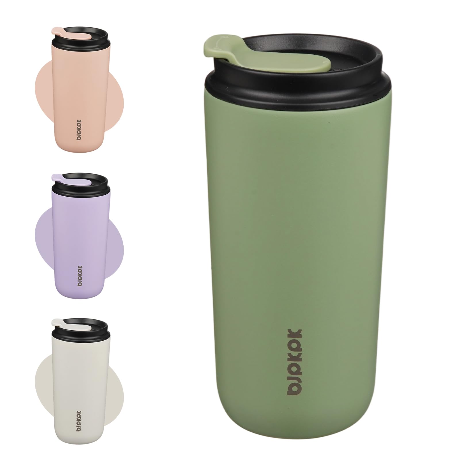 BJPKPK 480 ml Insulated Travel Coffee Mug, Stainless Steel Tumbler