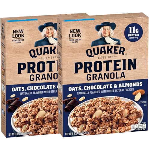 Quaker Protein Granola, Oats Chocolate, & Almonds, 18oz Boxes (2 Pack)