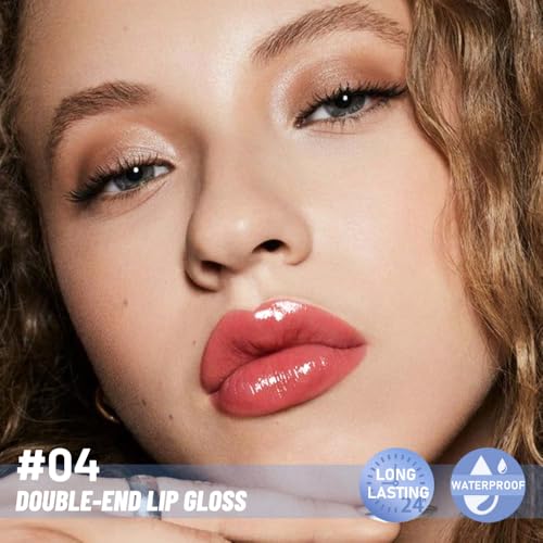 Image of 2-in-1 Matte Liquid Lipstick & Clear Lip Gloss, Long Lasting Waterproof Smudge Proof 24 Hour Lip Color Stain, Non Stick & Non Fading, Vegan Matte Makeup Lip Stain for Women,Coral Orange #04