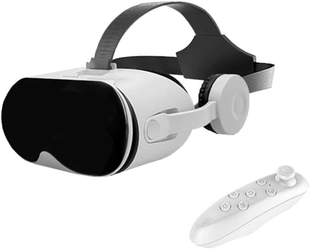 3D Virtual Reality Headset, With 110° Wide View And Built-in Headphones Adjustable ABS Design, For IOS And For Android Smartphones 5.5-6.7 Inch(White)