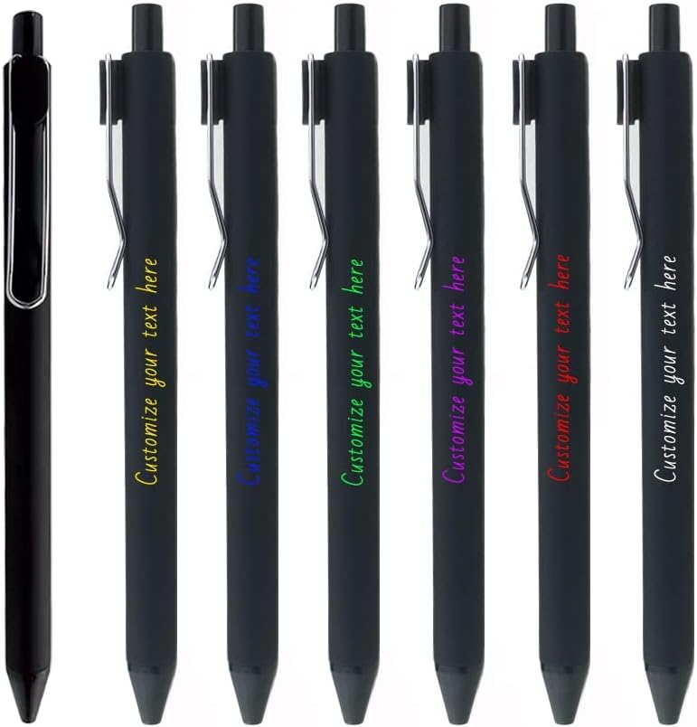 "VOIV 100 Pcs Personalized Engraved Pens - Custom Logo/Text/Name for Office, Church, School & Business | Black