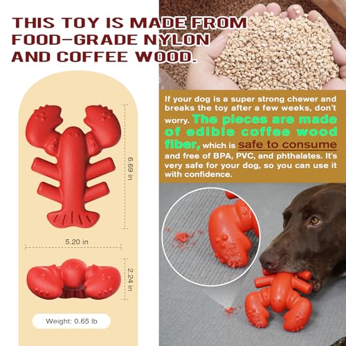 LiuMelinda Dog Chew Toys for Aggressive-Chewers - Indestructible Dog Toy for Aggressive Chewer,Tough Chew Toys for Dogs (Nylon Red-Lobster)